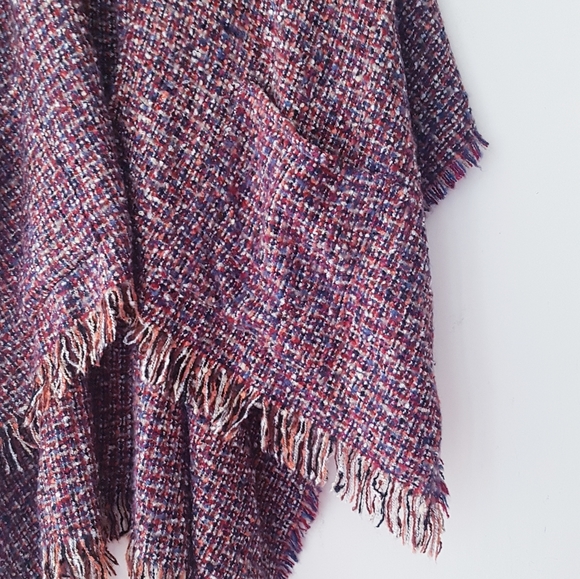 TU Purple Mix Knitted Open Front Shawl Cape - Picture 3 of 9